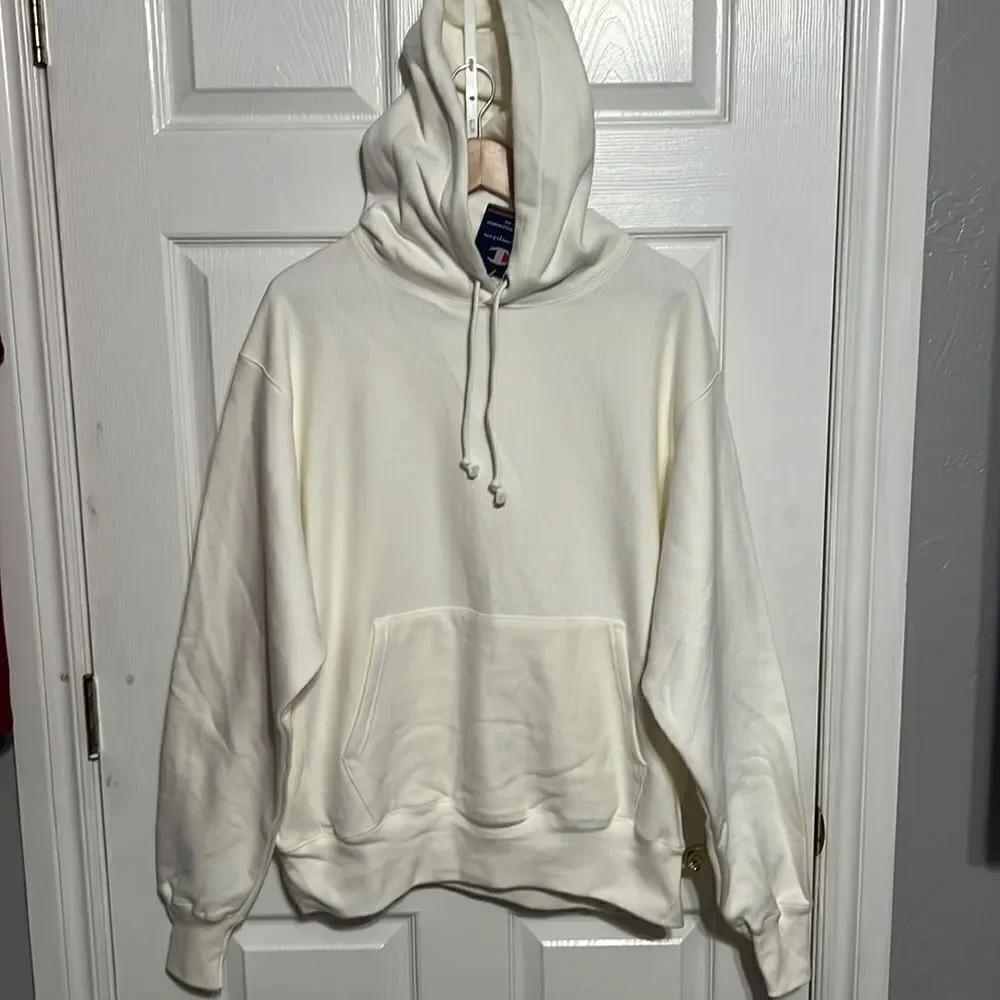🔥🔥 NWT CHAMPION REVERSE WEAVE Blank HOODIE - Off-White - Men Sz L - Brand NEW